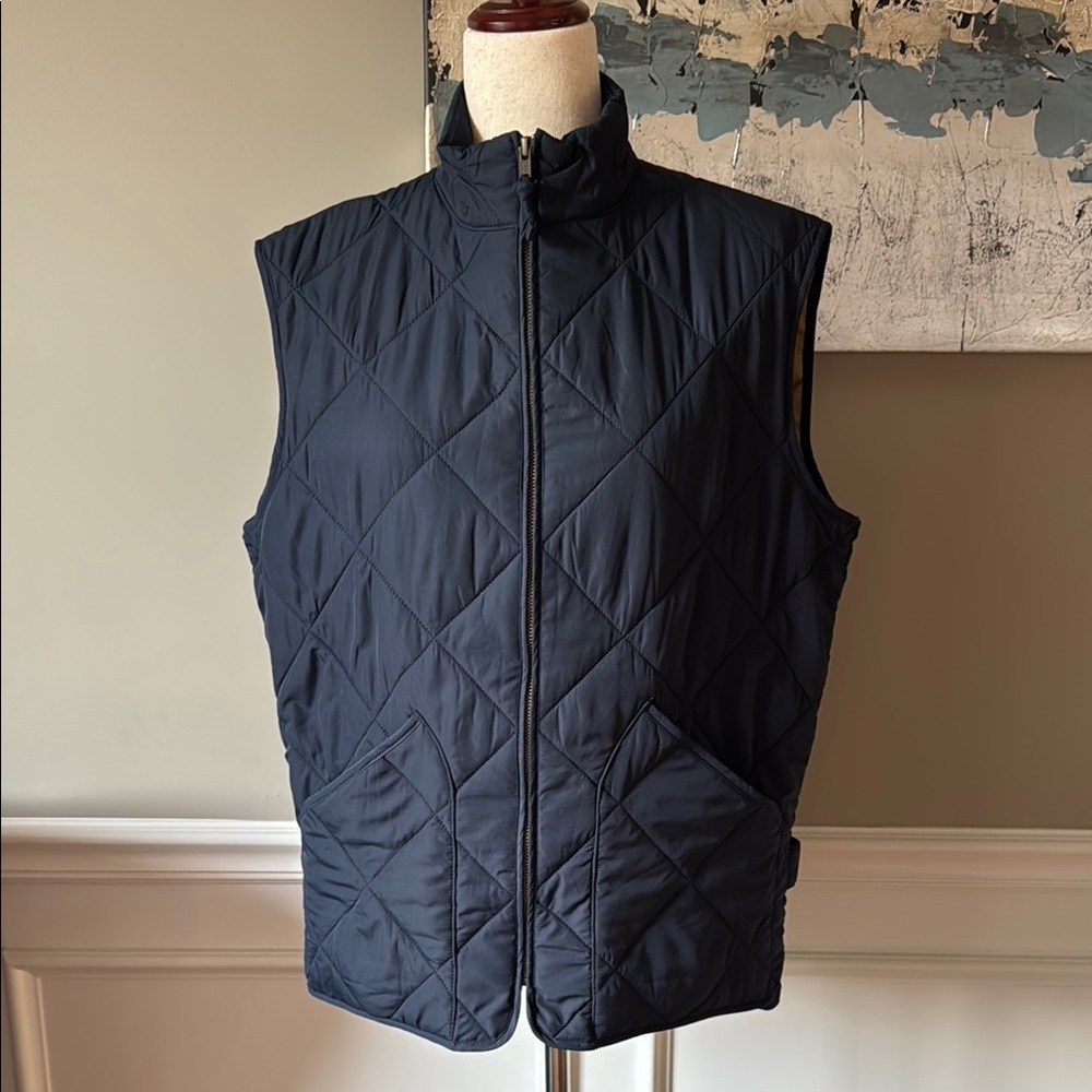 J Crew Mercantile Men's Quilted Navy Vest Size M